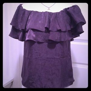 She and Sky Off the Shoulder Top Purple Satin - Small - NEW
